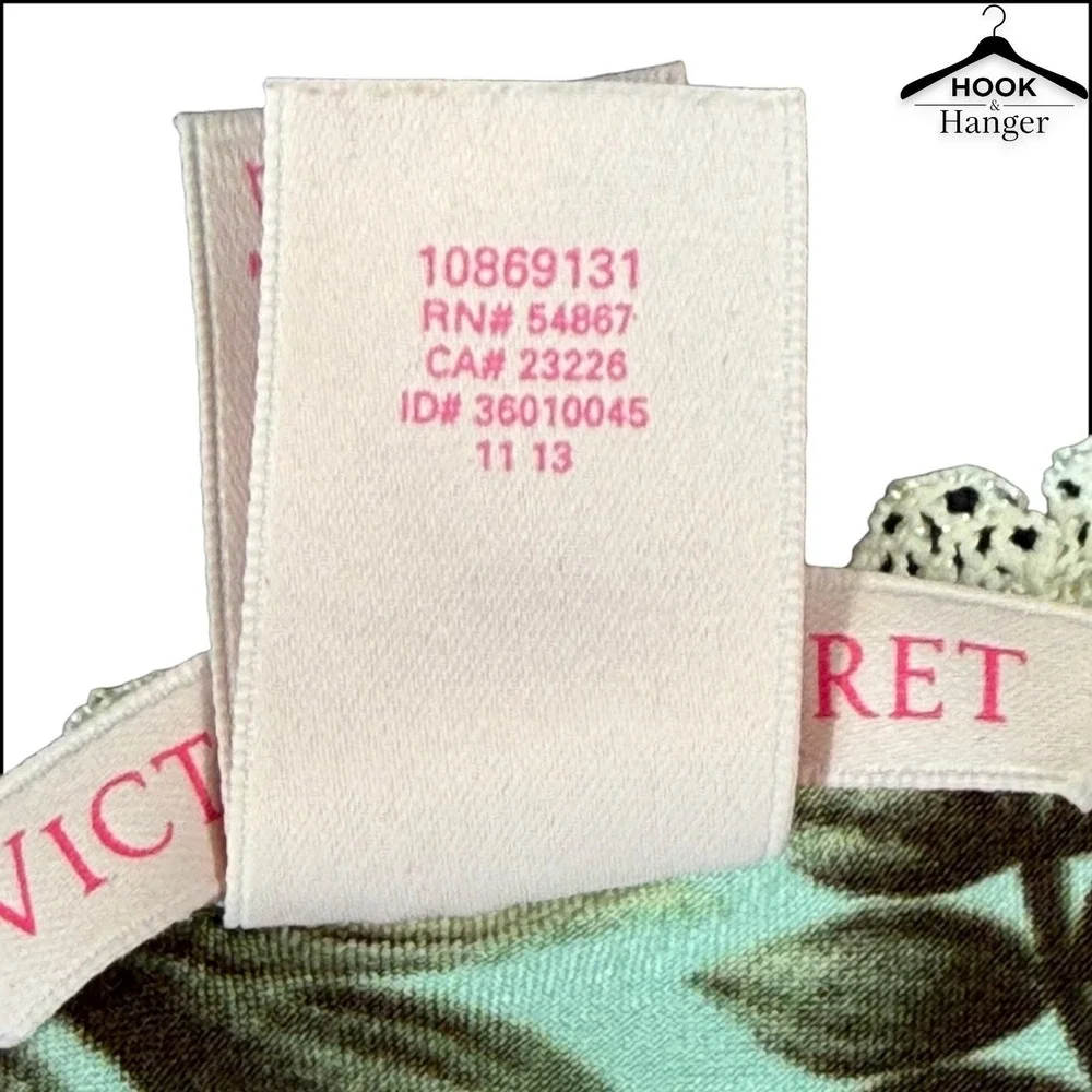 Victoria's Secret Y2K Satin Tropical Chemise Nightie S Blue Pink Hibiscus Lace - Picture 8 of 10